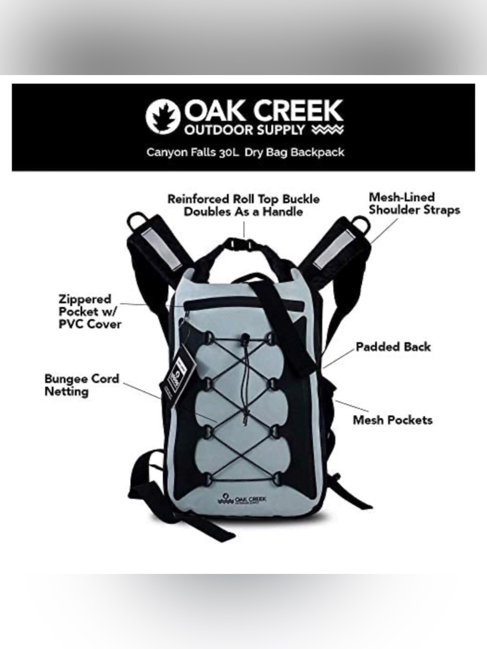 Oak Creek Canyon Falls 30L Dry Bag Backpack